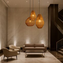 trio de luminárias pendentes em corda náutica Hawi